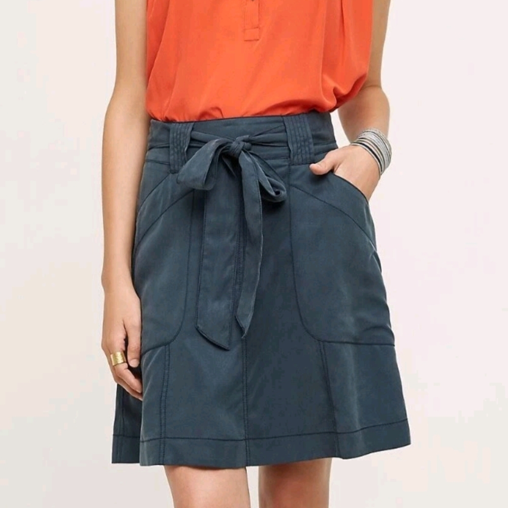 Anthropologie HD in Paris Bryden Belted Front Pocket Skirt Size 8